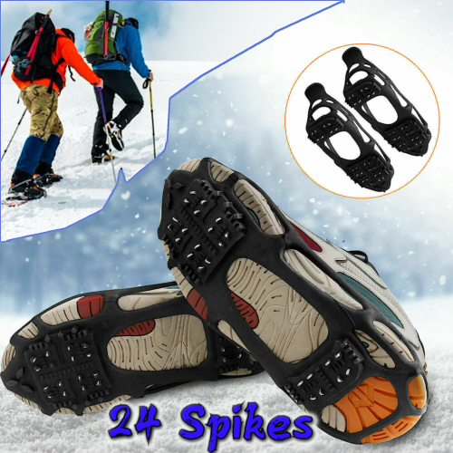 Ice Snow Grip 10/24t Spikes Cleats Crampon Antislip Traction Walk Climbing Shoes