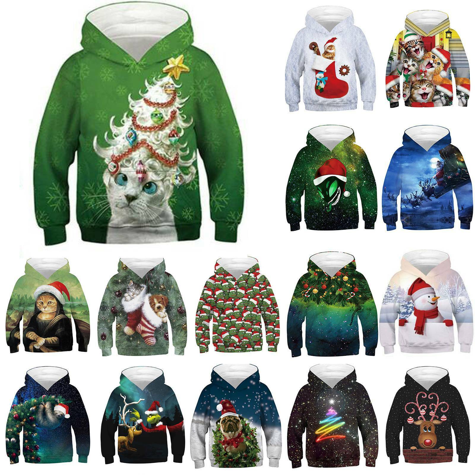 Kids Boy Girls Christmas 3d Print Sweatshirt Pullover Loose Baggy Tops Jumper