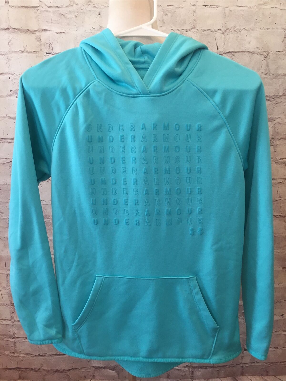 Under Armour Girls Cold Gear Loose Fit Hoodie Youth Large Turquiose Blue
