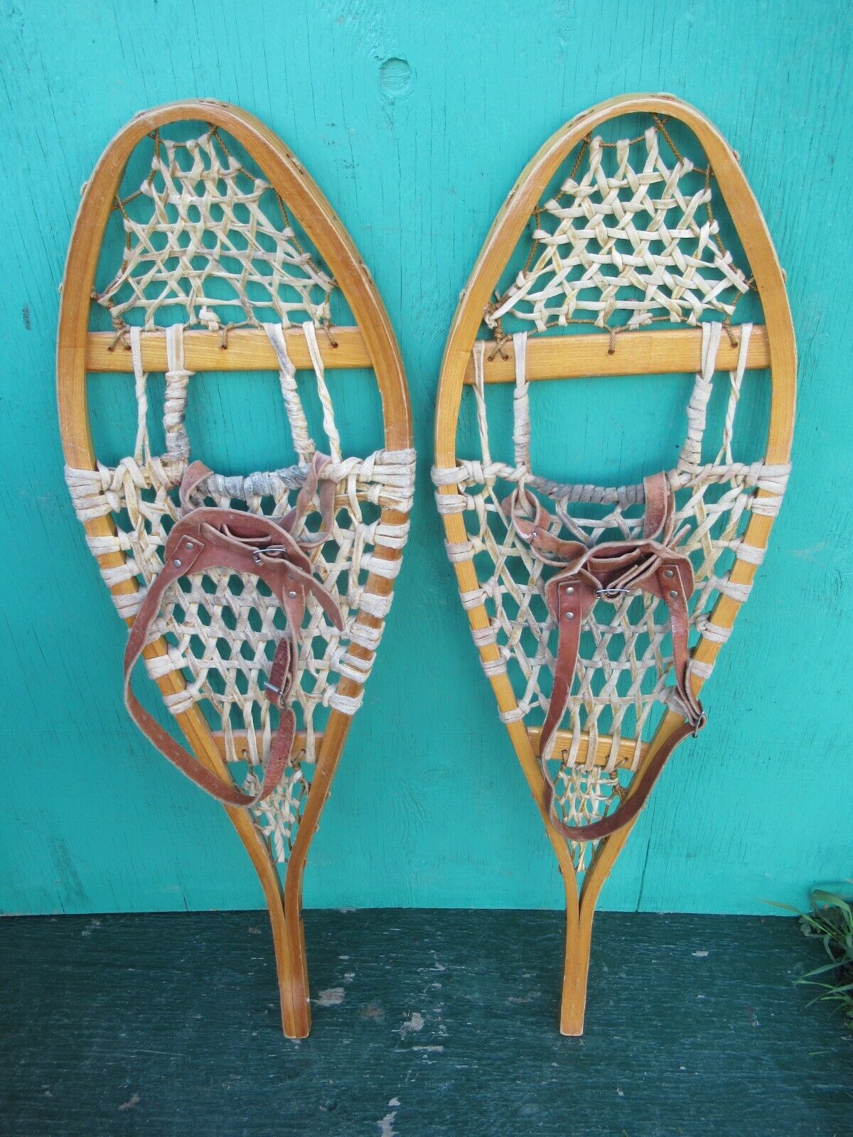 Great Snowshoes 37" Long X 11" Wide  With Leather Bindings Decorative
