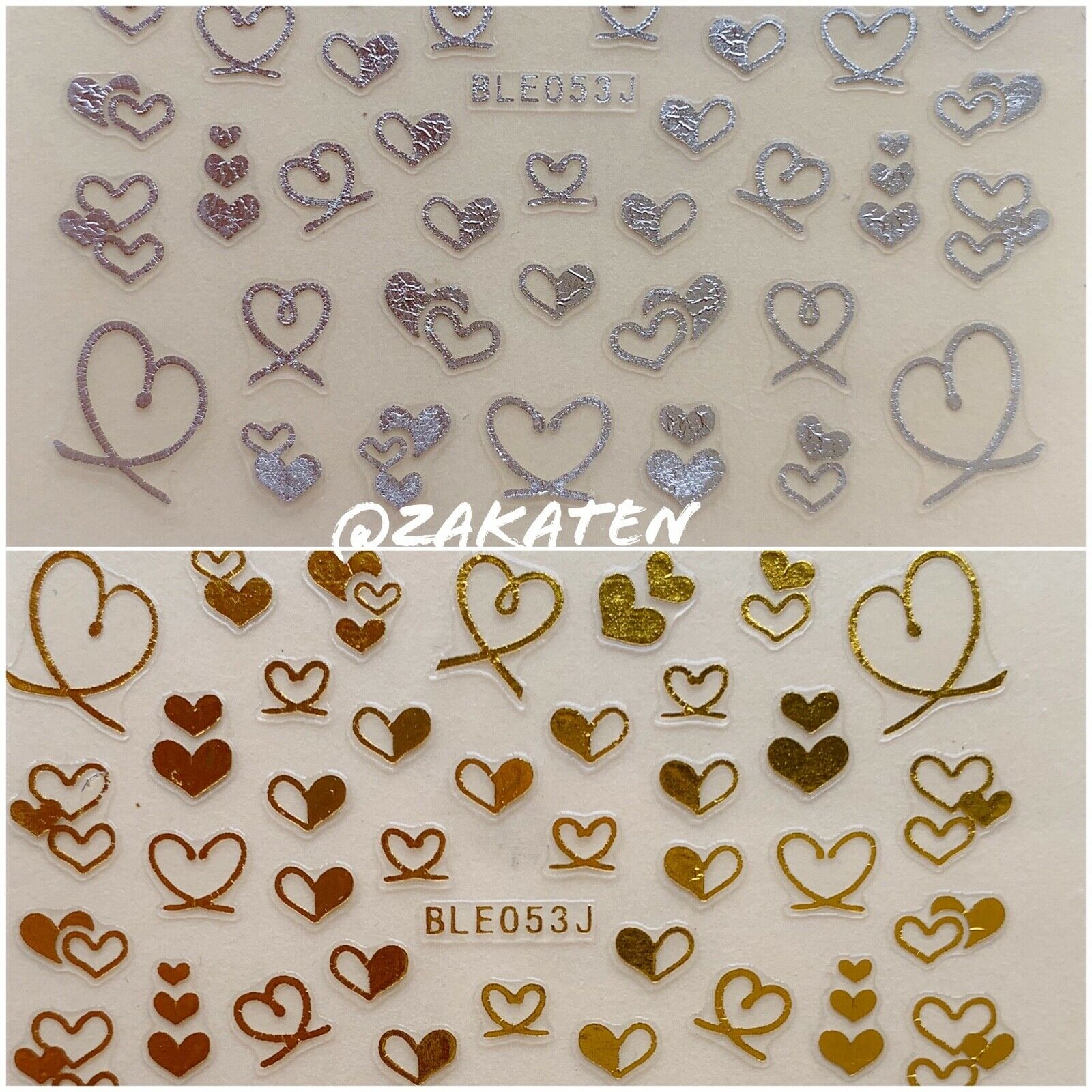 3d Nail Art Sticker Adhesive Transfer Gold/silver Heart Valentine’s Day Usseller